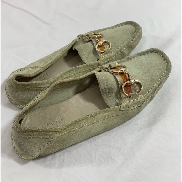 Vintage ladies GUCCI beige suede horsebit loafers shoes  38 8G - Picture 5 of 11